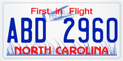 NC license plate ABD2960
