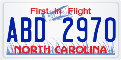 NC license plate ABD2970