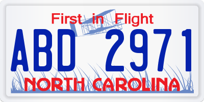 NC license plate ABD2971