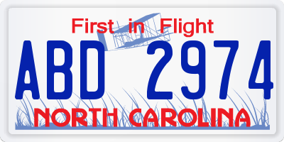 NC license plate ABD2974