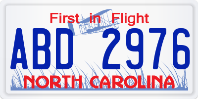 NC license plate ABD2976