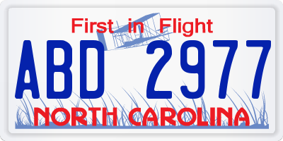 NC license plate ABD2977