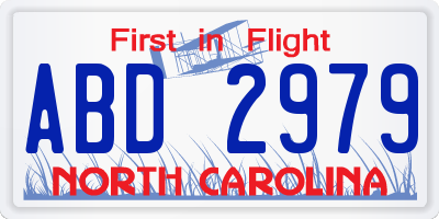 NC license plate ABD2979