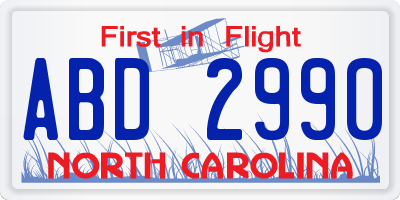 NC license plate ABD2990