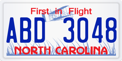 NC license plate ABD3048