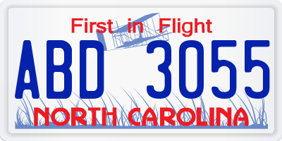 NC license plate ABD3055