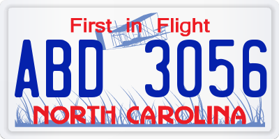 NC license plate ABD3056
