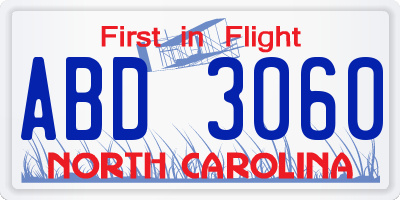 NC license plate ABD3060