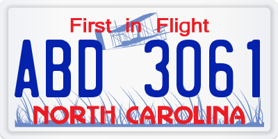 NC license plate ABD3061