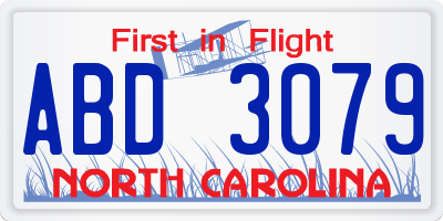 NC license plate ABD3079