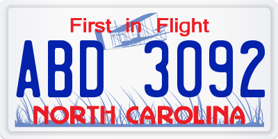 NC license plate ABD3092