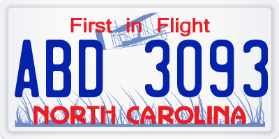 NC license plate ABD3093