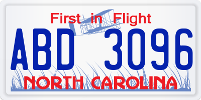 NC license plate ABD3096
