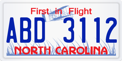 NC license plate ABD3112