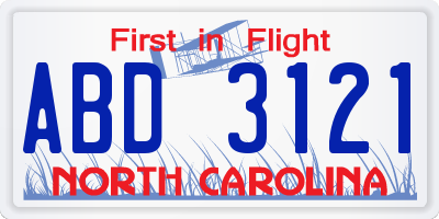 NC license plate ABD3121