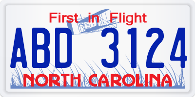 NC license plate ABD3124