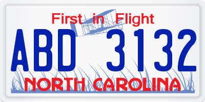 NC license plate ABD3132