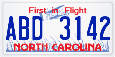 NC license plate ABD3142