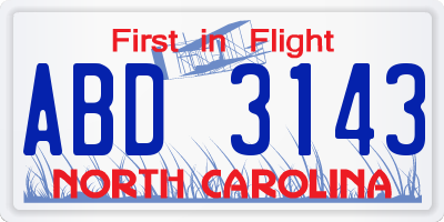NC license plate ABD3143