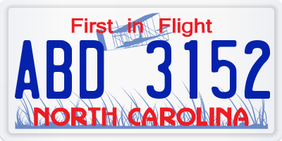 NC license plate ABD3152