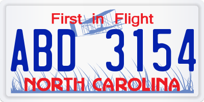 NC license plate ABD3154