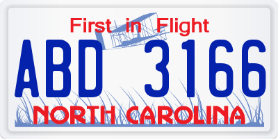 NC license plate ABD3166