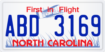 NC license plate ABD3169