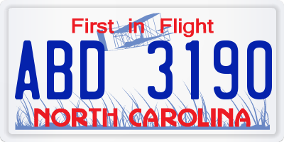 NC license plate ABD3190