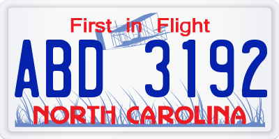 NC license plate ABD3192