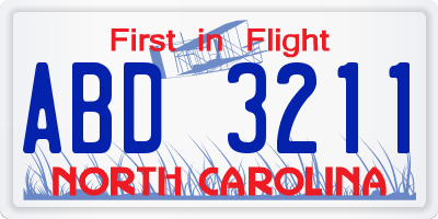 NC license plate ABD3211