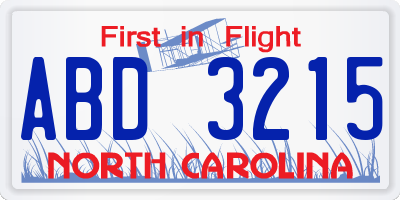 NC license plate ABD3215