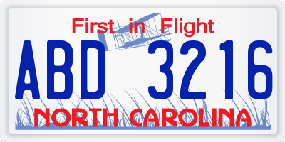 NC license plate ABD3216
