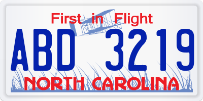 NC license plate ABD3219
