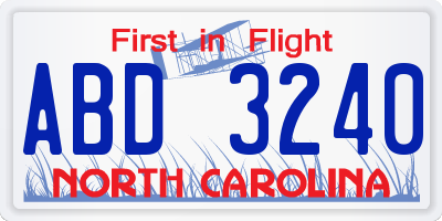 NC license plate ABD3240