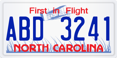 NC license plate ABD3241