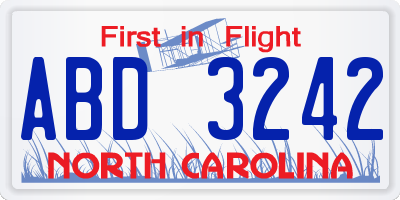 NC license plate ABD3242