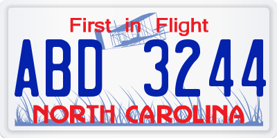 NC license plate ABD3244