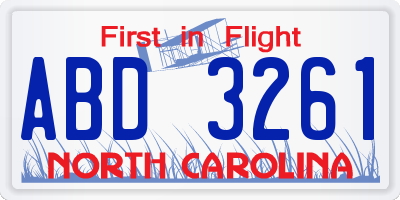 NC license plate ABD3261