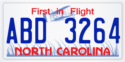 NC license plate ABD3264