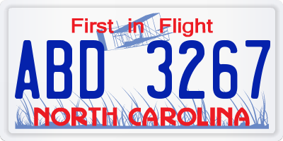 NC license plate ABD3267