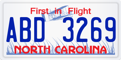 NC license plate ABD3269