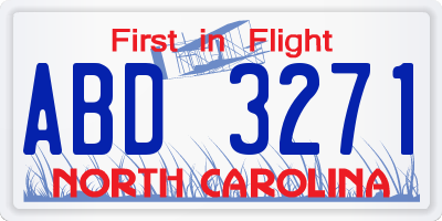NC license plate ABD3271