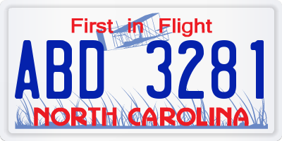 NC license plate ABD3281