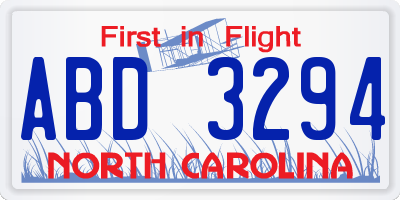 NC license plate ABD3294