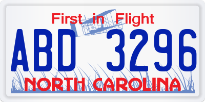 NC license plate ABD3296