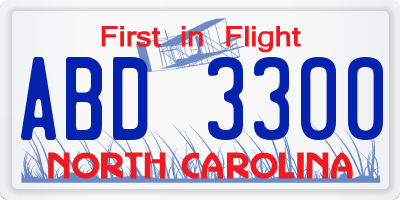 NC license plate ABD3300