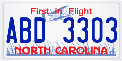 NC license plate ABD3303