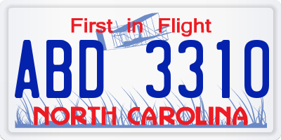 NC license plate ABD3310