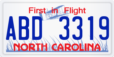 NC license plate ABD3319