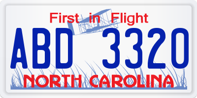 NC license plate ABD3320
